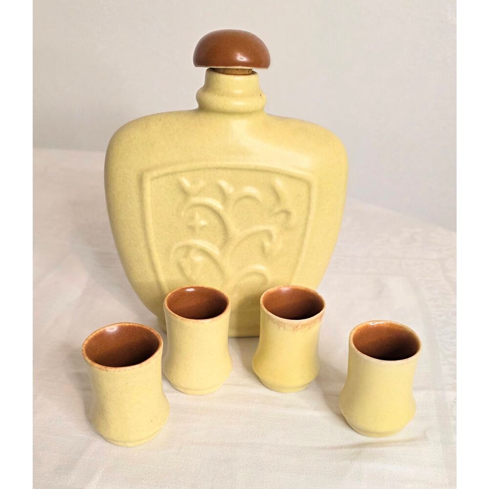 Rare Vtg. Winfield 167 Pasadena Collection 5 Piece Flask & 4 Cups Set Primitive